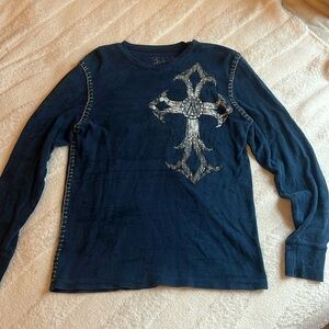 Archaic graphic longsleeve, unisex size Medium, navy blue